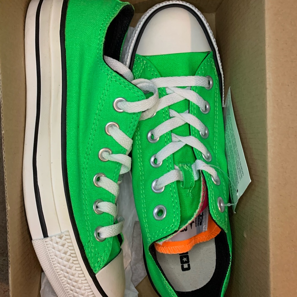 Brand new, lime green Converse